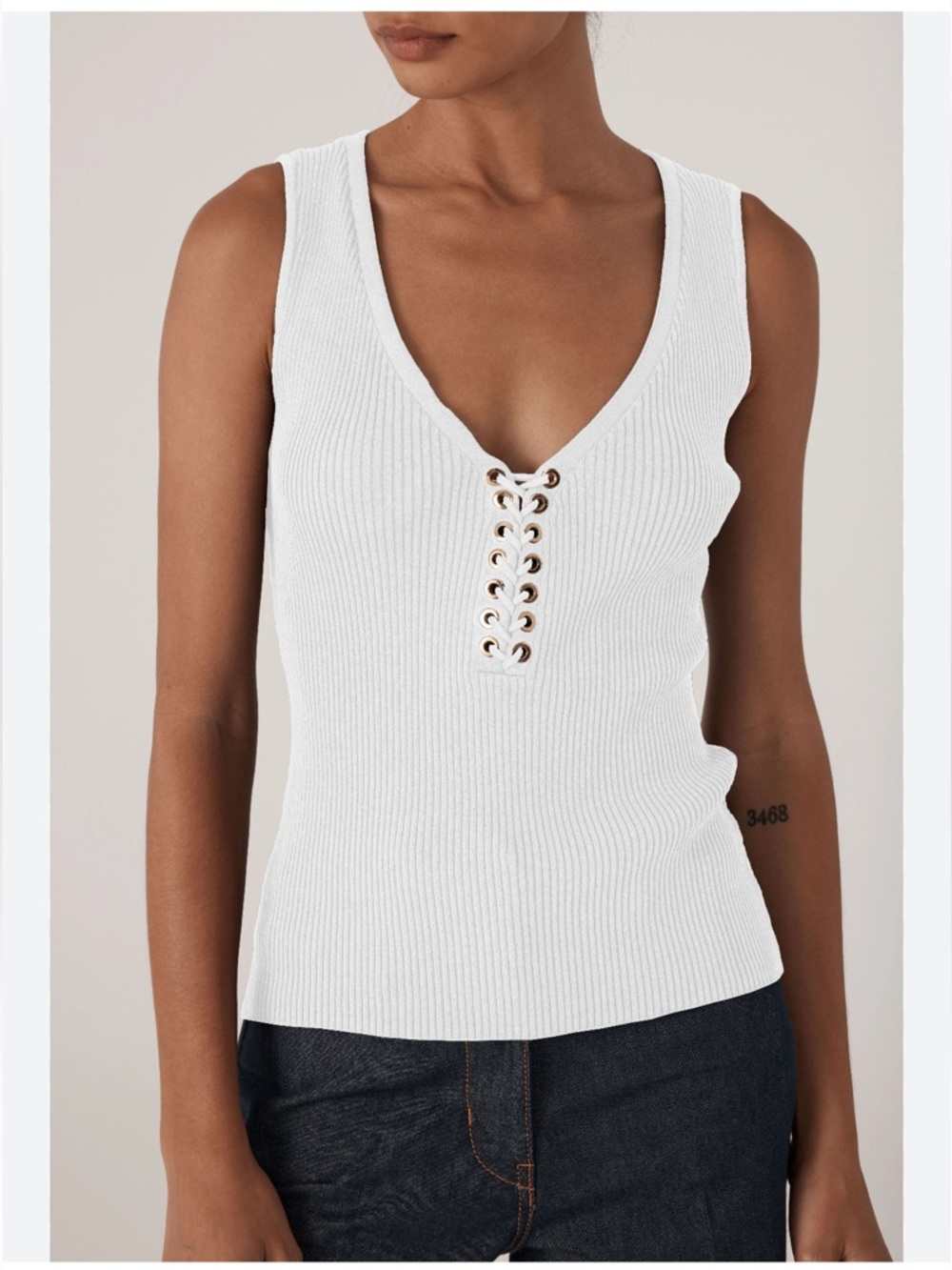 Generation Love Pacey Ribbed Lace-Up Tank Top in White